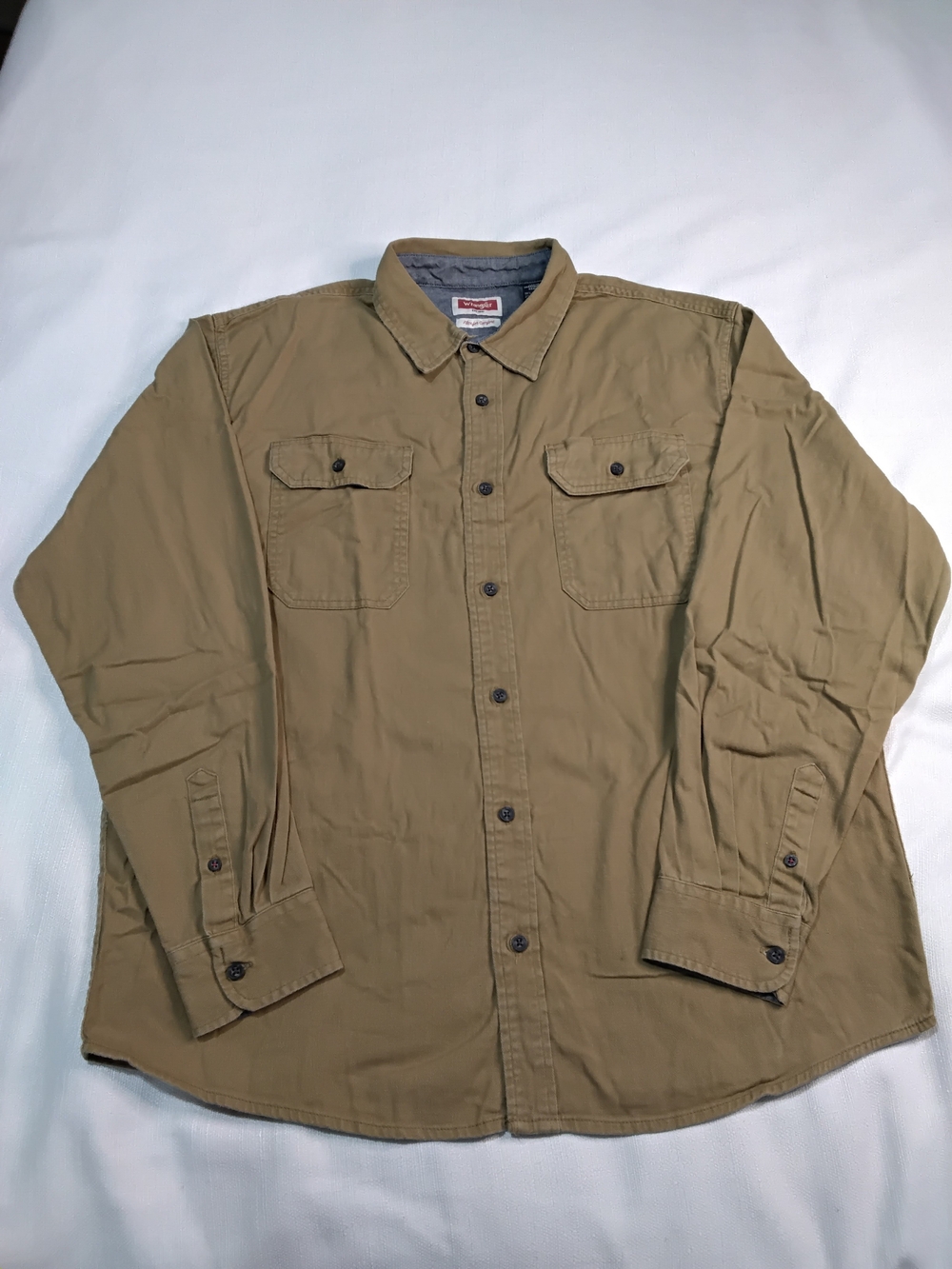 Wrangler Flex For Comfort Men's Tan Casual Button-Down Shirt Sz L.